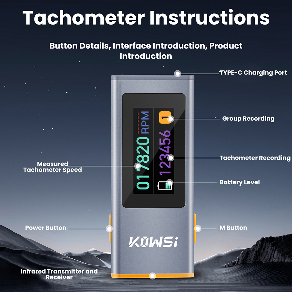 0.96-inch TFT infrared RPM spe - огляд і ціна Industrial Laser Tachometer