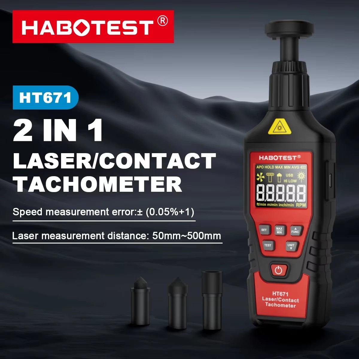 HABOTEST HT671 2-in-1 Digital  - огляд і ціна Industrial Laser Tachometer