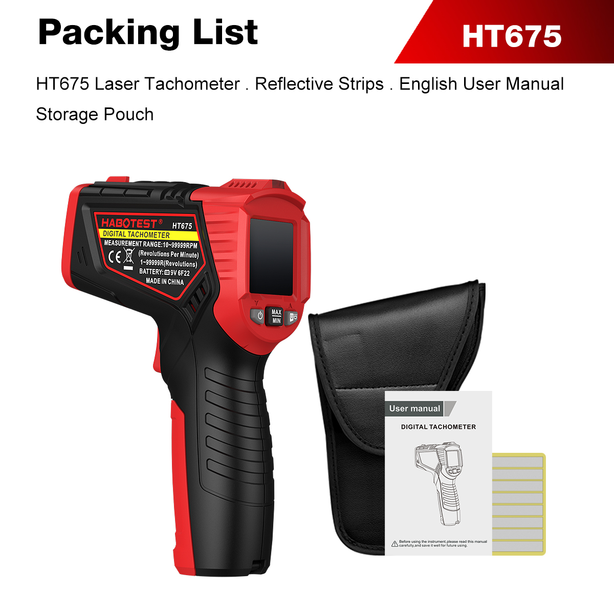HABOTEST HT675 Non Contact Las - огляд і ціна Industrial Laser Tachometer