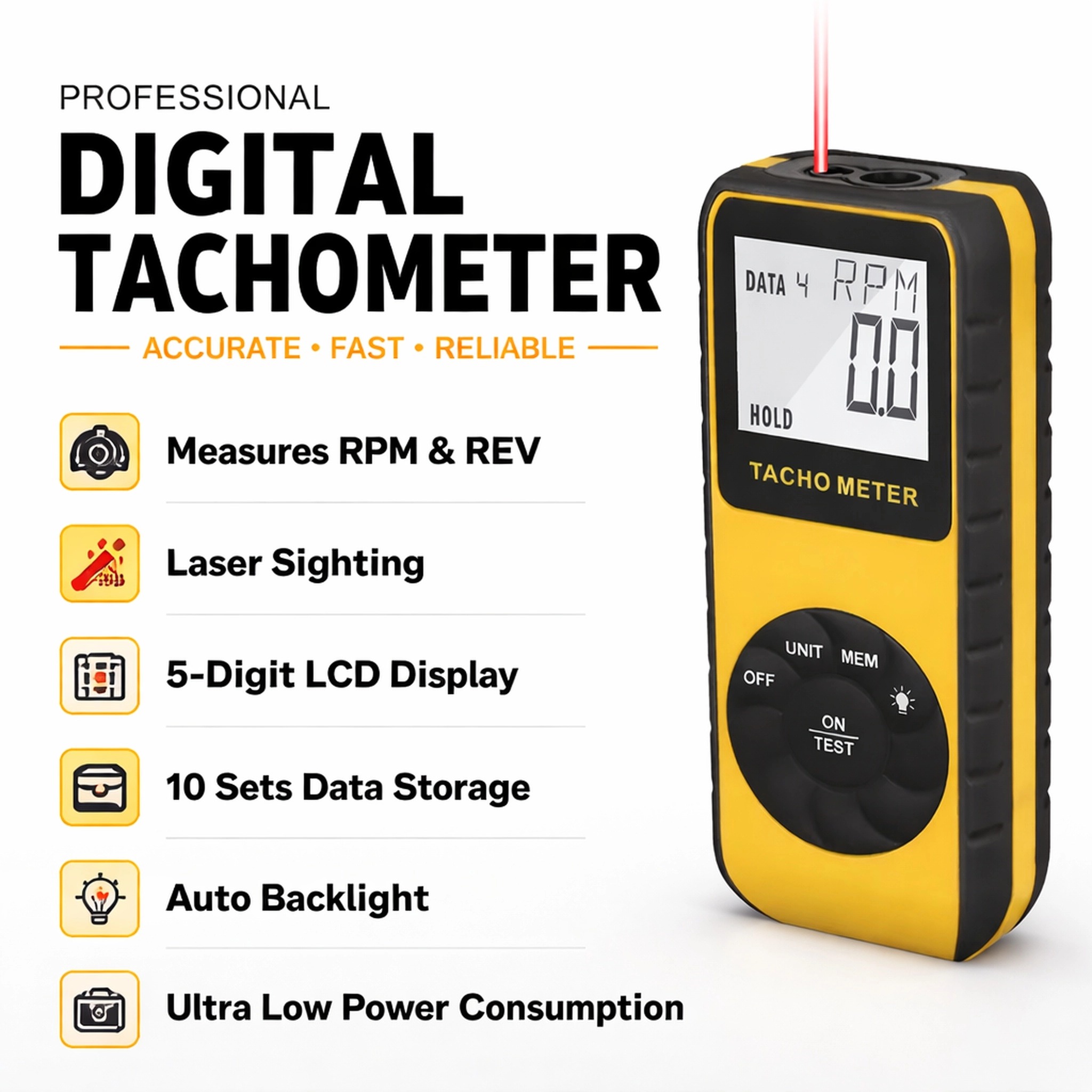 Digital Non-Contact Laser Tach - огляд і ціна Industrial Laser Tachometer