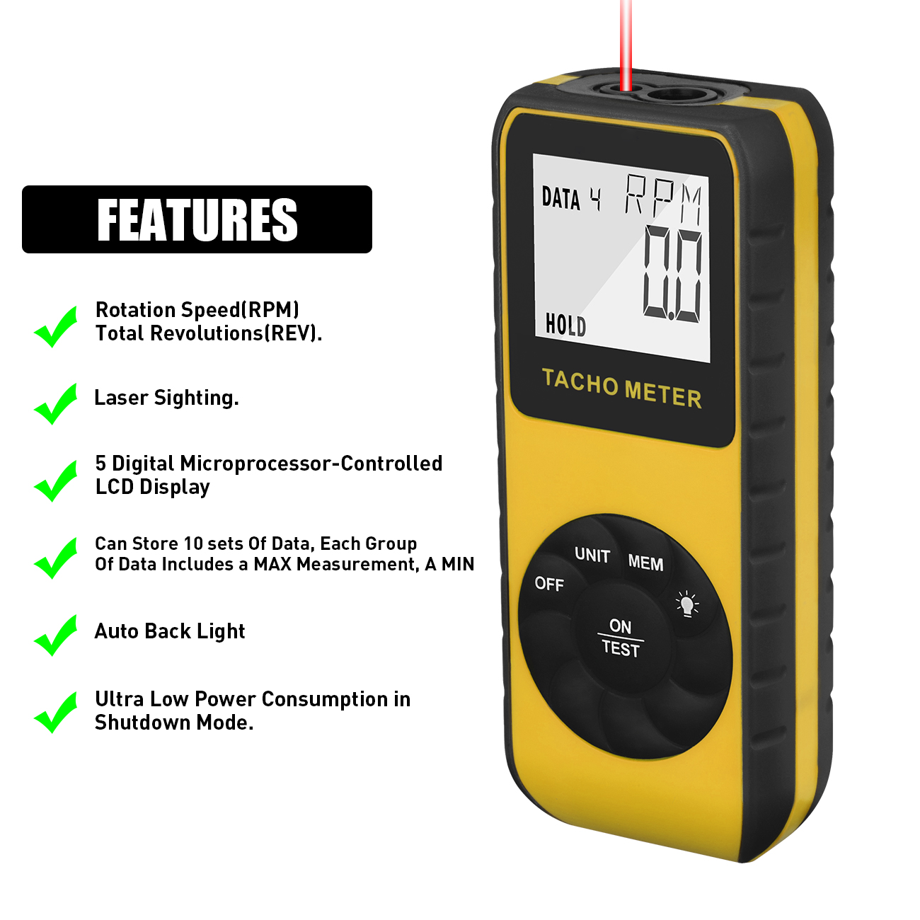 Digital Non-Contact Laser Tach - огляд і ціна Industrial Laser Tachometer